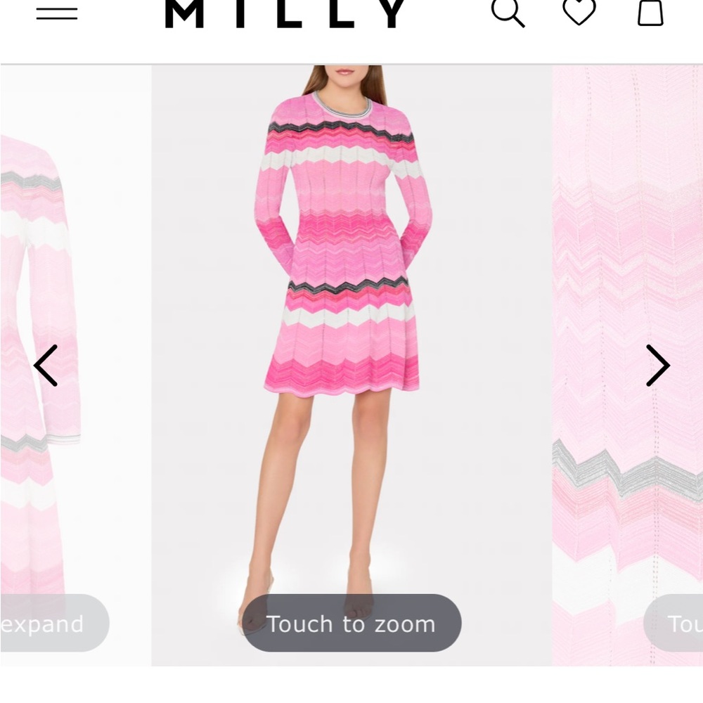 Molly long sleeve zigzag flare dress in pink